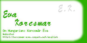 eva korcsmar business card